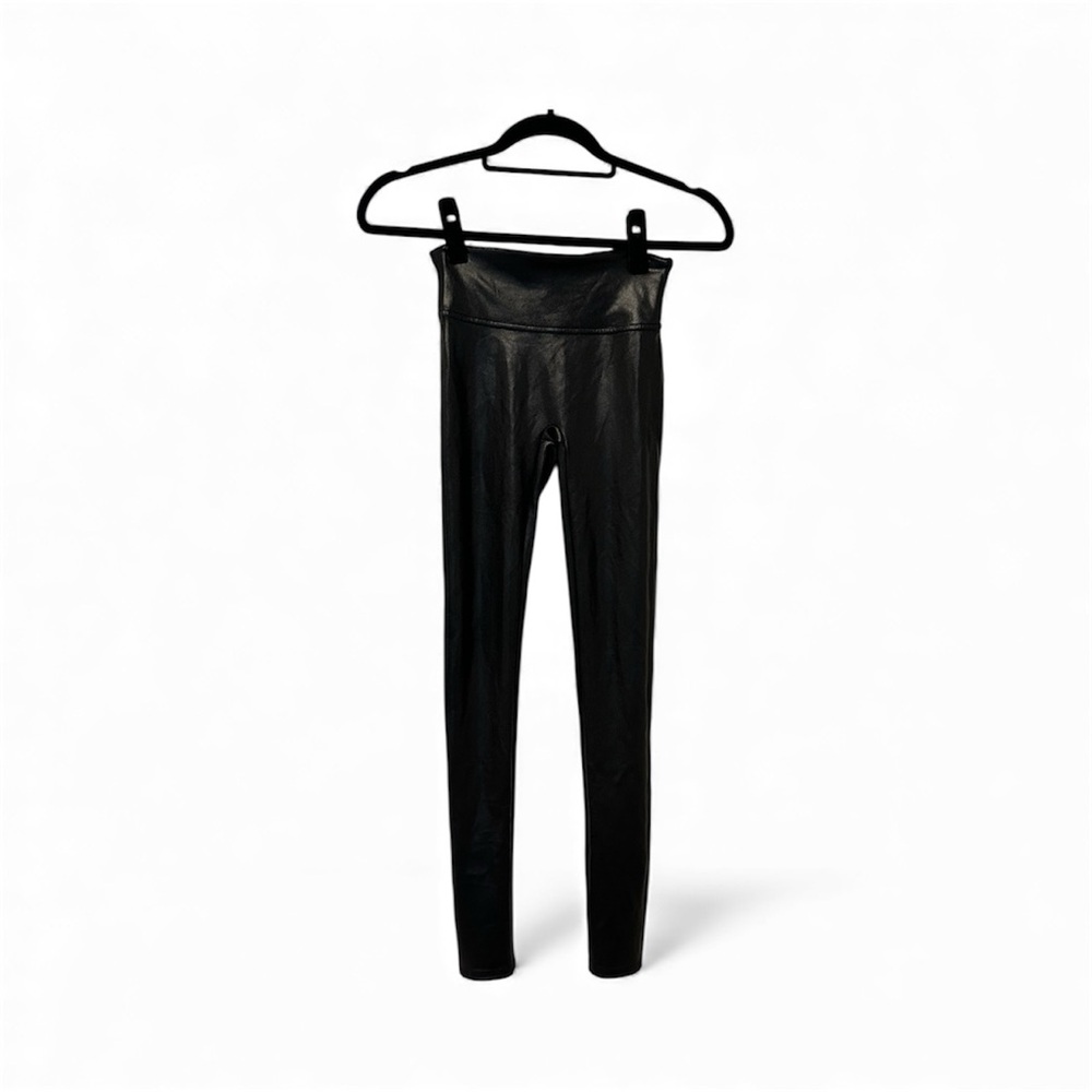 SPANX Faux leather Black Leggings size xs petite
